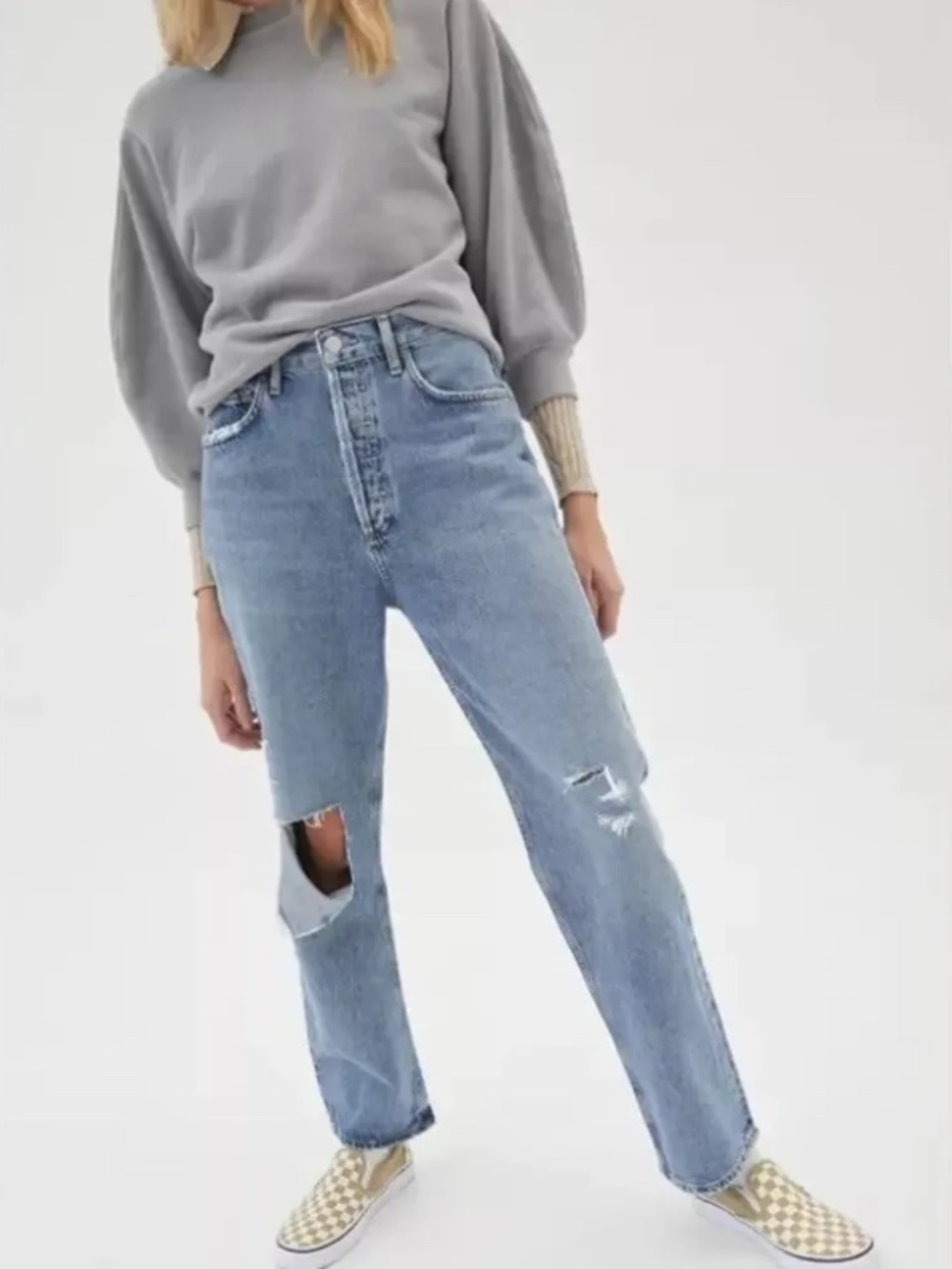 AGOLDE 90's Pinch Waist High Rise Distressed Straight Jeans Sz 24